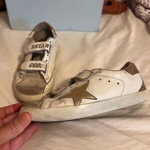 Golden goose old school White and Gold Star Sneakers Sz 33